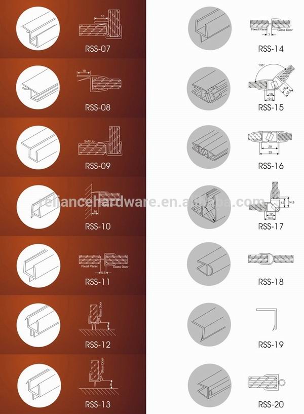 Wholesale high quality pvc shower room glass door seals with great price